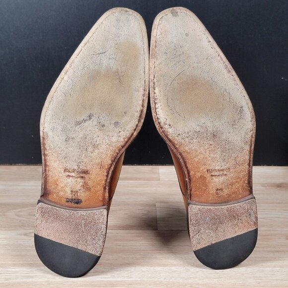 Magnanni Monk Strap Shoes Mens Size 8.5 M Chestnut Brown Leather Cap Toe Dress - Picture 6 of 9